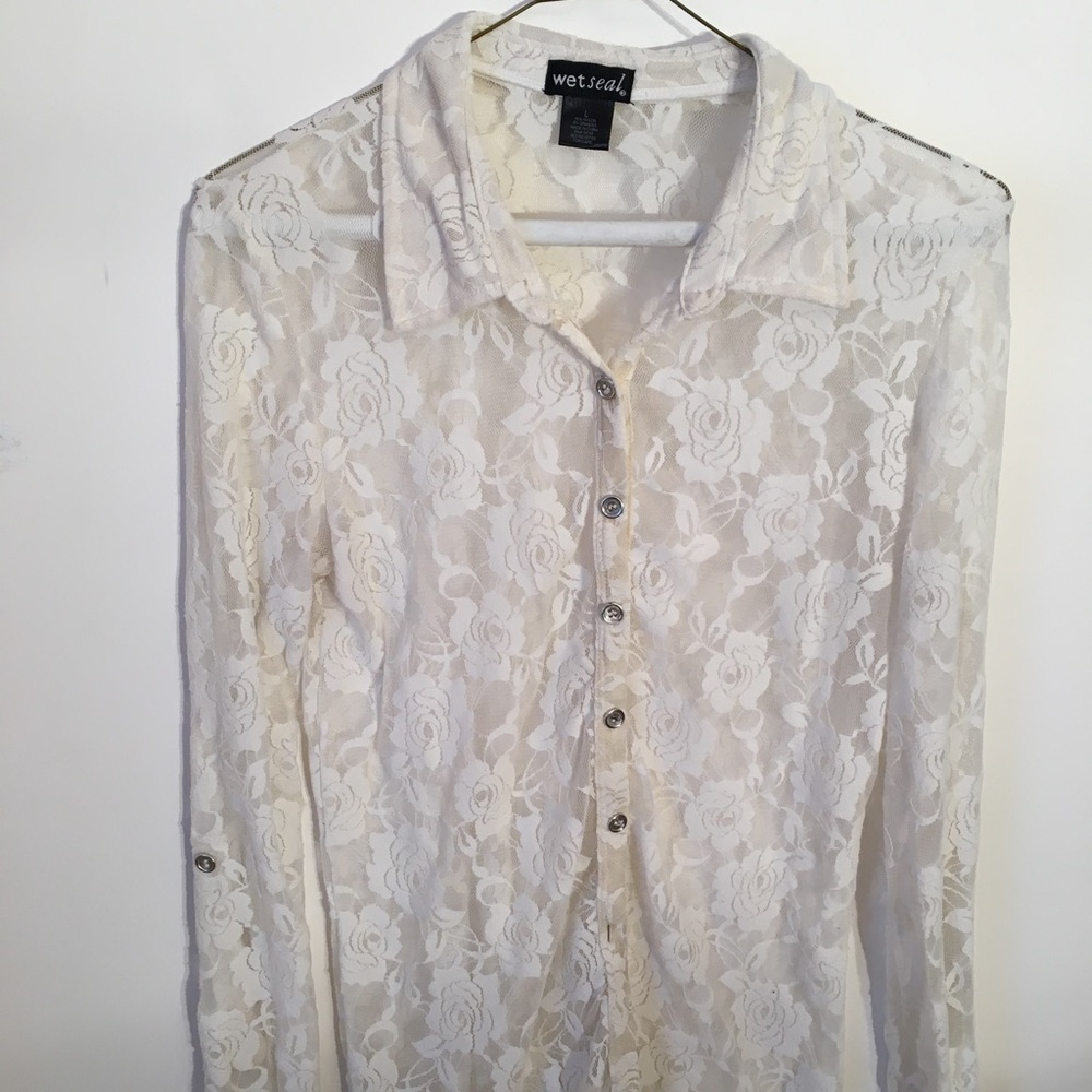 COPY - White Seal Lacey White Button Down